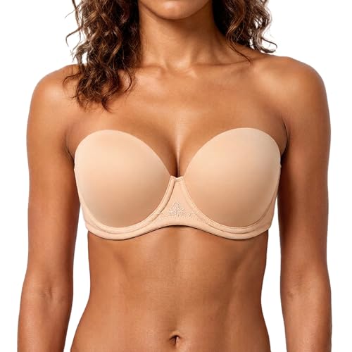 Image of HACI Full Coverage Strapless Bra for Large Bust Contour Underwire Plus Size Convertible Multiway