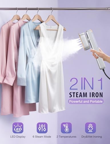 Image of Smart Steam irons Handheld Steamer for Clothes - Global Voltage Adaptation, Palm-Sized & Lightweight (0.8lb), Dual Steam Modes, Easy Wrinkle Remover, Auto Shut-Off, for Travel & Home
