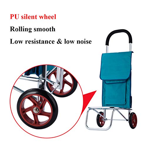 ASZX Zusammenklappbarer Einkaufswagen mit Tasche mit großem Fassungsvermögen, wasserdichter, Leichter Push-Pull… – Bild 7