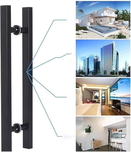 Poignée de porte de douche inox carré 80x60cm argenté coulissante - 4