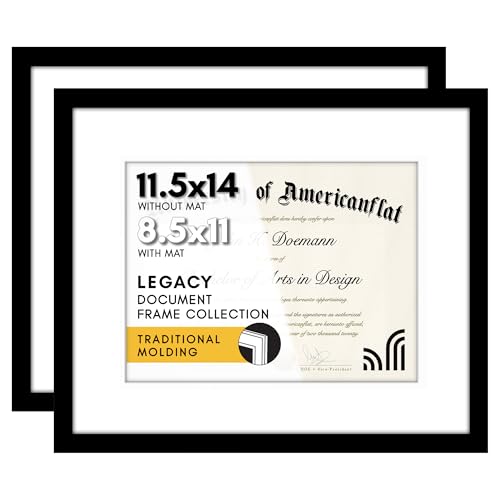 Americanflat 11.5X14 Picture Frame Set Of 2 In Black - Use As 8.5X11 Picture Frame With Mat Or 11.5X14 Frame Without Mat - Collage Picture Frames With