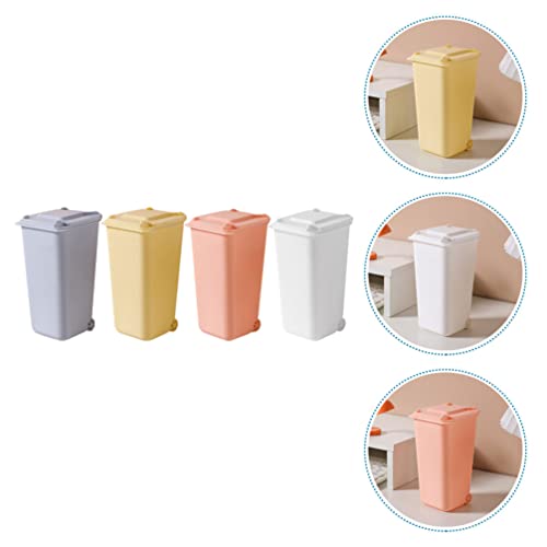 Image of GANAZONO 4-Pack Mini Desktop Trash can Set with Lid Compact Tabletop Trash Bins for Office and Home Space-Saving Desk Organizer for Pens and Small Items