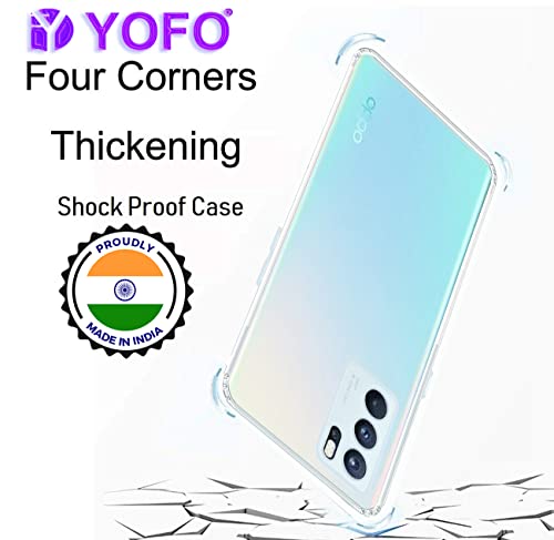 YOFO Back Cover for Oppo Reno 6 (5G) (Flexible|Silicone|Transparent|Dust Plug|Camera Protection)