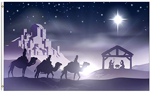 ShineSnow Winter Landscape Christmas Scene Story 4x6 Feet Flag, Polyester Double Stitched with Brass Grommets 4 X 6 Ft Flag for Outdoor Indoor Decor
