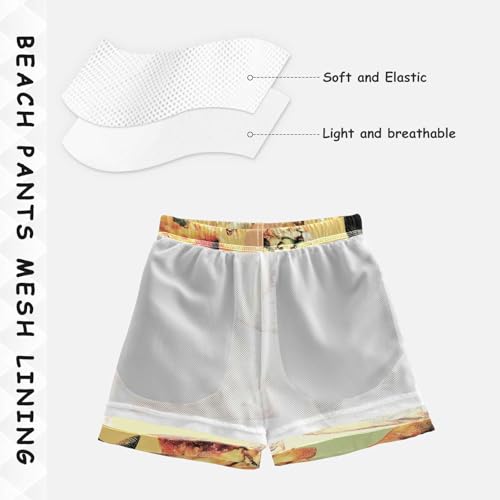 Boys Swim Trunks Funny Pizza Cats Toddler Swim Shorts Beach Board Shorts Swimsuit4