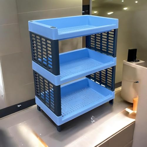 Image of C.S.M CSM 3-Tier Plastic Storage Rack, Blue