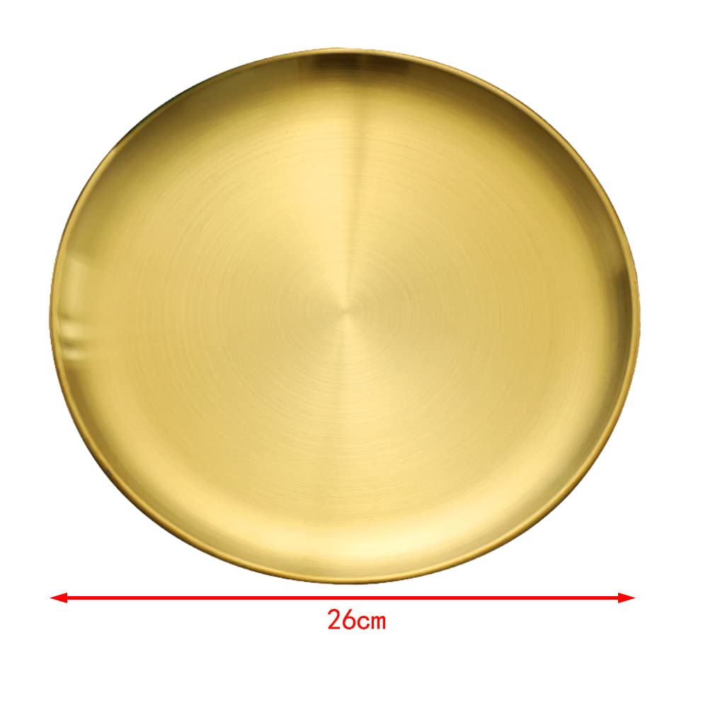 AGSYFFD 2 stuks gouden ronde lade, decoratieve metalen opbergbak, gouden decoratieve lade voor thuis, keuken servies, cosmetica, toiletartikelen (26 cm
