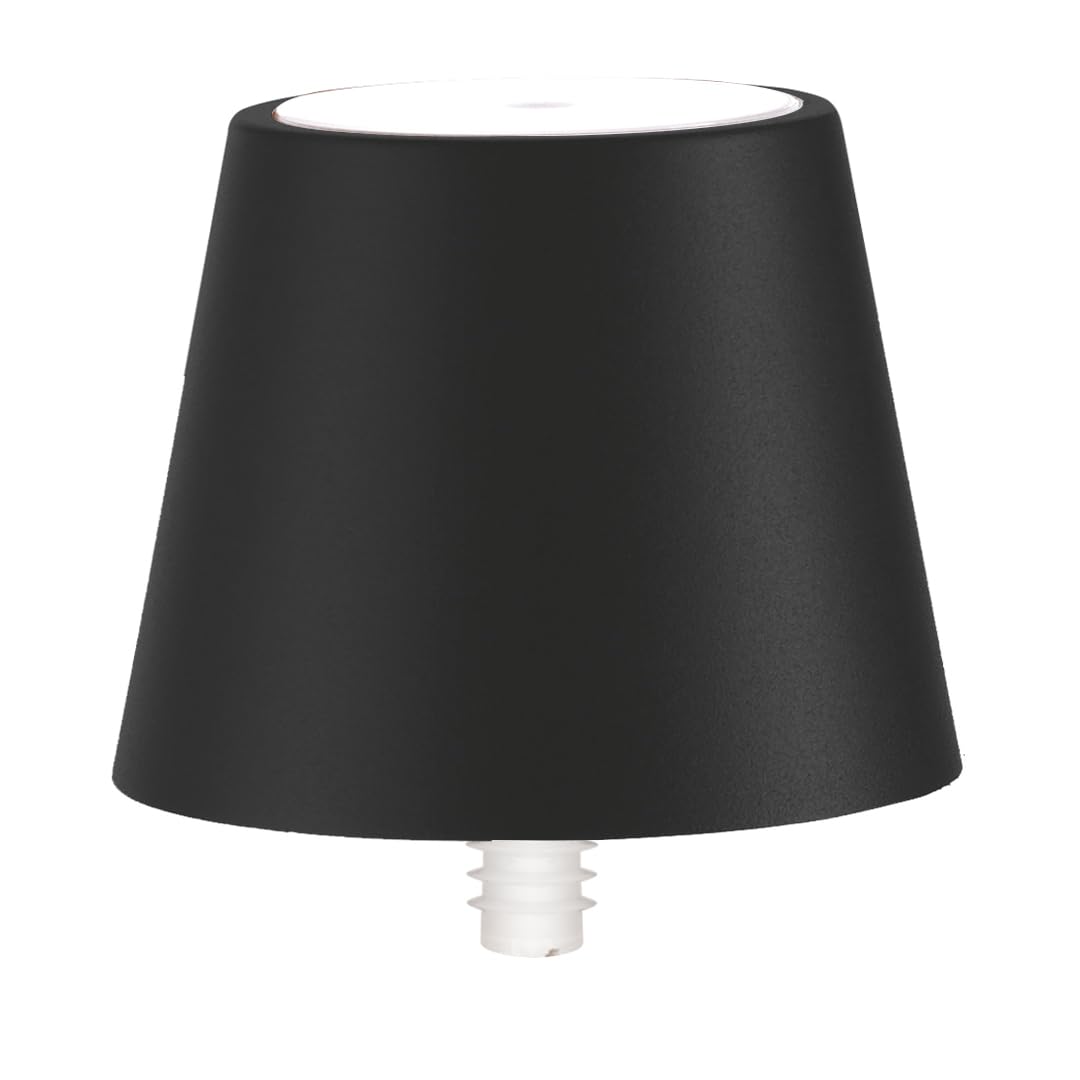 Zafferano, Poldina Stopper Lampe, Kabellose und Wiederaufladbare Flaschenlampe mit Touch Control, Geeignet für den Innen- und Außenbereich, Dimmer, 2200-3000 K, Höhe 11 cm, Farbe Schwarz