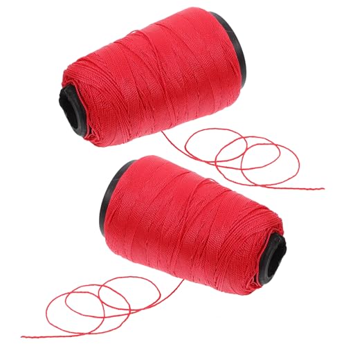 Homoyoyo Cuerda de Nylon para Albañilería Hilo Trenzado de Nylon para Construcción y Jardinería Resistente 2 Rollos Cordón Rojo para Herramientas de Construcción y Albañilería
