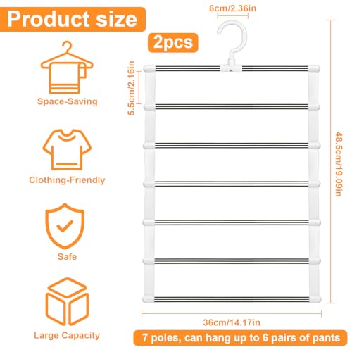 bssmmai 2 Stück Hosenbügel Platzsparend, Faltbare Hosenkleiderbügel, Hosenaufhängung um Platz im Kleiderschrank zu Sparen, Kleiderbügel für Hosen Platzsparend Jeans, Schals Handtücher (2)