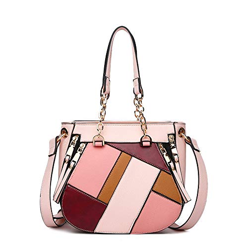 Chikencall® Women's Handbags Stitching Color Purses Ladies Leather Shoulder Bags
