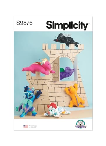 SIMPLICITY SS9876OS Plush Dinosaurs and Dragons by Carla Reiss Design OS (ONE Size), Multicoloured