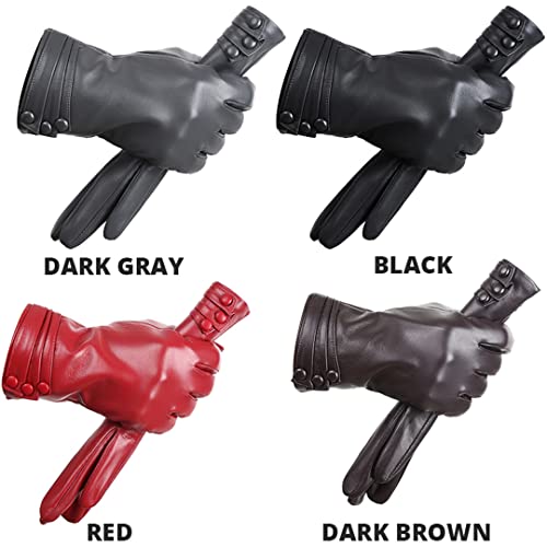 Guantes de Cuero de Piel de Oveja Guantes de Cuero para Mujeres Calientes para el Invierno