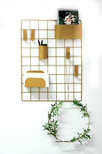 LaLe Living Wandrooster - DEPO van ijzer voor het bewaren van pennen, memoblokken of ansichtkaarten, 60,5 x 45 cm (goud) - Afbeelding 4