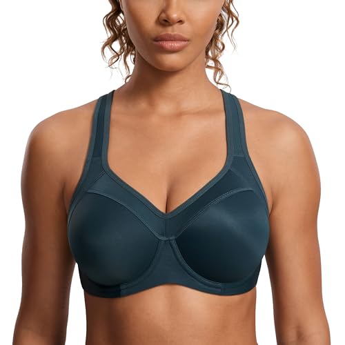 Image of SYROKAN Women's Full Support High Impact Racerback Lightly Lined Underwire Sports Bra