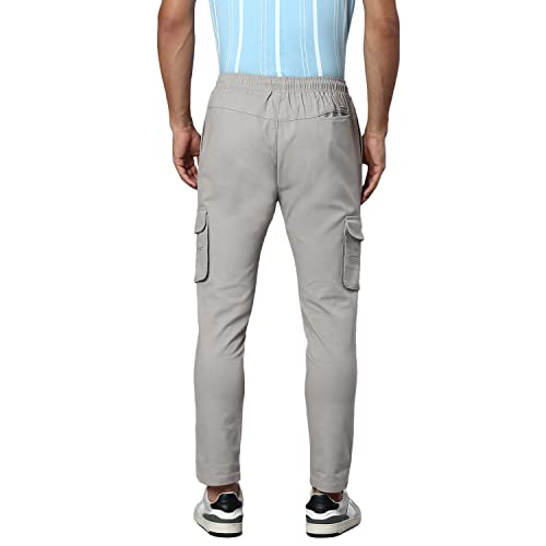 Image of Hubberholme Men's Regular Fit Cotton Trousers, Ankle Length Button & Drawstring Waist Cargo Chinos