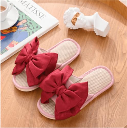 Bow Flax Slipper with Clean Girl Aesthetic Cute and Stylish Hotel Slippers for Women Non-Slip Chic Summer Comfort2