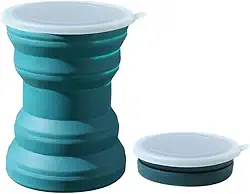 Copo dobrável de silicone com cordão mini copo retrátil com tampa copo telescópico (320 ml cinza)