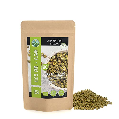 Alpi Nature Pimiento Verde Orgánico en Grano 125g, Granos de Pimiento Verde Enteras para Cocinar