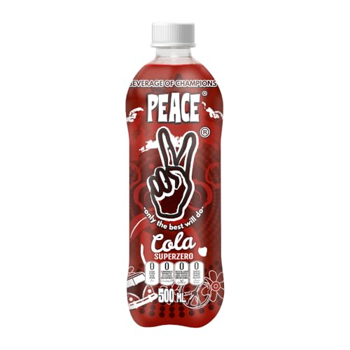 Peace Cola Superzero – Refresco sin azúcar ni calorías – Botella PET de 500ml en set (3/6/9/12 unidades) – Con stevia y cafeína natural – Vegano – Hecho en la UE (9 unidades)