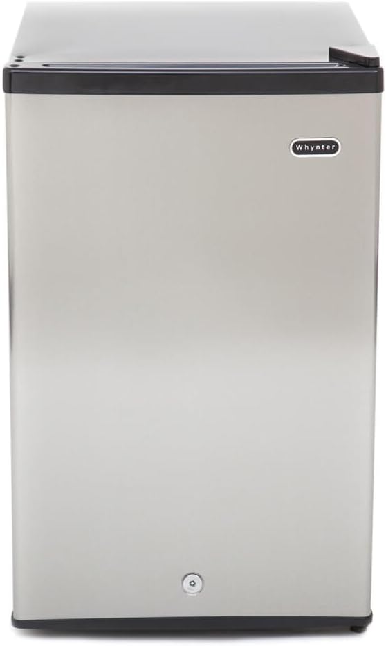 Upright Freezer with Lock, 2.1 Cu. Ft. Small Freezer Mini Freezer for Bedrooms, Dorms, Garages, Offices CUF-210SS, Stainless Steel Energy Star