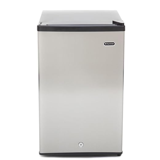 Whynter Upright Freezer with Lock, 2.1 Cu. Ft. Small Freezer Mini Freezer for Bedrooms, Dorms, Garages, Offices CUF-210SS, Stainless Steel Energy Star