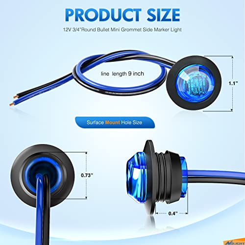 Image of Nilight 3 /4 inch Round LED Clearance Marker Lights,Blue, 10-Pack
