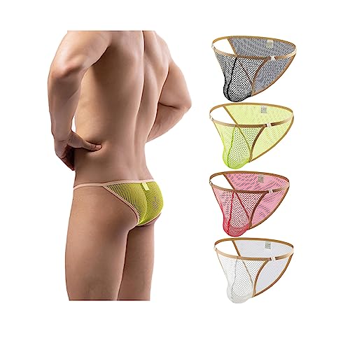 Men's Sexy Low Waist Briefs Transparent Quick Dry Adjustable Snap on Bikini Underwear