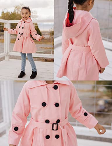 Kukume Kids Girls Outwear Jacket Hooded Lightweight Button Down Trench Coat Waterproof Active Windbreaker #TOP4