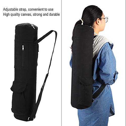 OUKENS Bolsa para Esterilla de Yoga, Multifuncional de Lona Negra para Esterilla de Yoga, Bolsa de Almacenamiento, Mochila con Correa Ajustable, para Llevar tu Equipo de Entrenamiento - Imagen 3