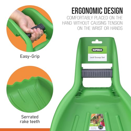 Leaf Collector, Leaf Scoops, Hand Rake for Leaf Picker Upper Gardening Hand Tools, Lawn Cleaning Garden Rake 6 Pairs Leaf Scoop, Green Plastic Leaf Grabber, by Superio - Image 4