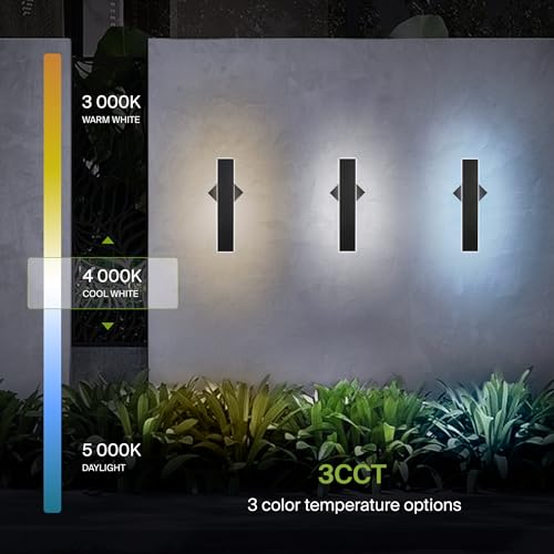 Image of ASD 18 inch LED Linear Wall Sconce | Backlit Glow 3CCT, Porch Patio | Black