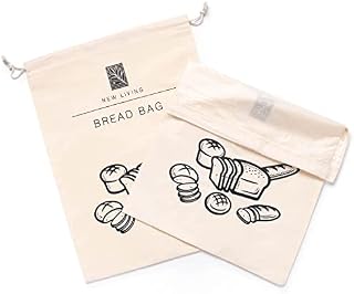 Bread Bag Size 44x35 cm | GOTS Certified Cotton with Food Safe Plastic Lining Bread Bag | Single or 2 Pack | Makes Bread Last Longer | Eco Product | Prevent Mouldy Bread (2)