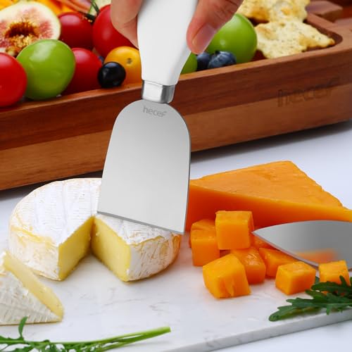 hecef Cheese Board and Knife Set with Acacia Wood Platter, Marble Slate and Snack Trays, for Entertaining, Housewarming and Gift Giving (White) - Cosy Home Interiors hecef Cheese Board and Knife Set with Acacia Wood Platter, Marble Slate and Snack Trays, for Entertaining, Housewarming and Gift Giving (White) - Image 4