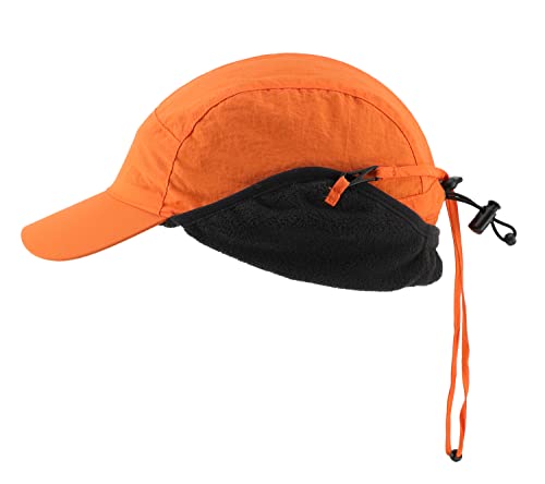 Bonnet d'hiver imperméable homme doublé polaire avec cache-oreilles orange - 2