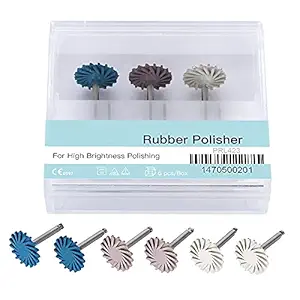 6Pcs Dental Rubber Polisher Composite Resin Polishing Wheel Spiral Flex Polishier Diamond System RA Disc Kit 14mm