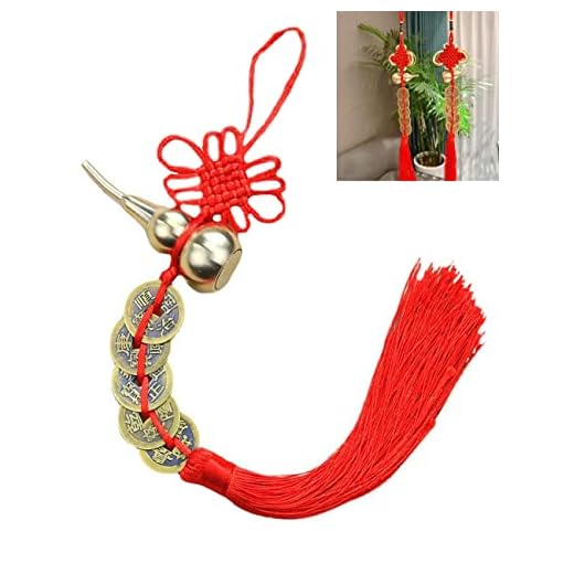 Feng Shui Good Luck Charms (Metal Gourd with 5 Coins) As Blessing Gifts Bring Health Success Peaceful and Wealth Suitable for Car Furniture,Bag,Home,Office Other Scenes