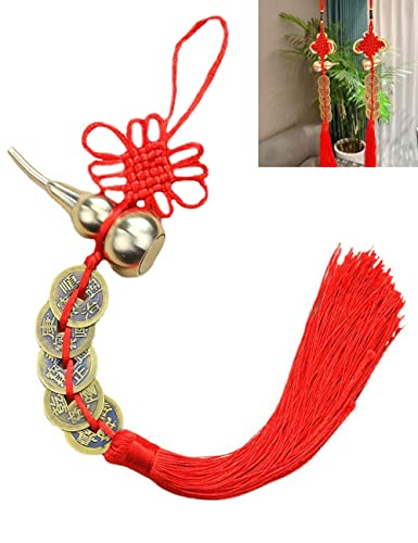 2PCS Feng Shui Good Luck Charms (Metal Gourd with 5 Coins) As Blessing Gifts Bring Health...