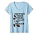 Donna Coffee Shirt sostiene il tuo chicco di caffè locale Maglietta con Collo a V