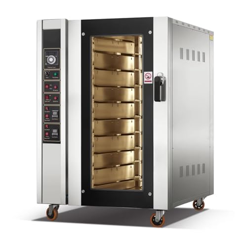 Energy Efficient Electric Convection Oven - Commercial Large Capacity w/Auto Steam | Fast Cooking Rotary Rack/Deck for Baking, Better Browning & Restaurant Use