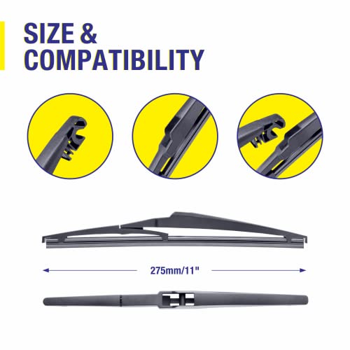 Image of 5 PLUS Rear Wiper Blade 11 inch(11-A Pack of 2), Replacement for Jeep Grand Cherokee 22-14 /KIA Rio 22-12 Sorento 15-10 Soul 22-10 /Chevy HHR 11-06 /Hyundai Accent 22-12 Kona 22-18 Back Windshield