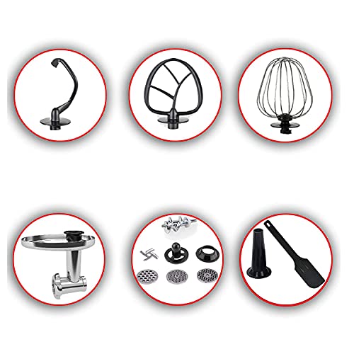 Küchenmaschine Knetmaschine Royaltronic 6 Liter 1900 Watt Silber Multifunktional Spritzschutz Rührmaschine Teigkneter… – Bild 3