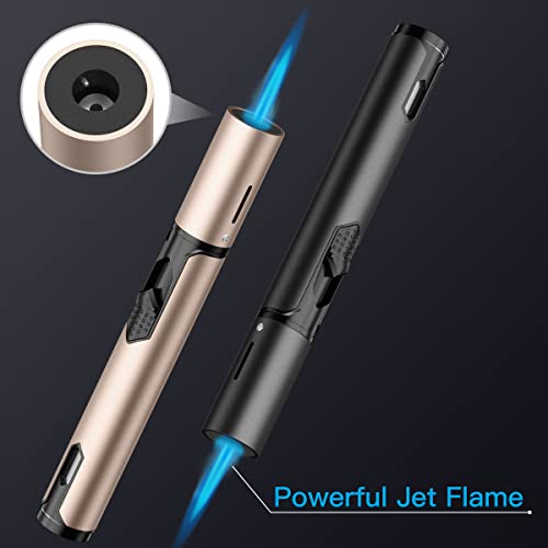2 Pack, Butane Lighters, Multipurpose Windproof Refillable Gas Torch Lighter, Jet Flame Mini Torch Lighter For Candles, Grills, Fireplaces, Camping. (Butane Not Included) #TOP3