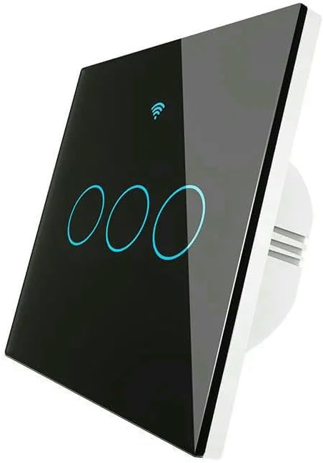 JXQXHCFS ZigBee Wall Touch Smart Light Switch with Neutral/No Neutral,No Capacitor Smart Life/Tuya Compatible with Alexa,Google-3 Gang Switch Black