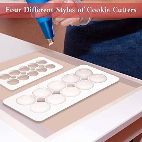 12PCS Geometric Biscuit Cutters, 4 Styles Plastic Cake Fondant Cutters, Lcing Cutter With 3xCake Smoother Scraper for Birthday Cake Cupcake Baking Decorating Tools(Rhombus, Square, Circle, Fish Scale)