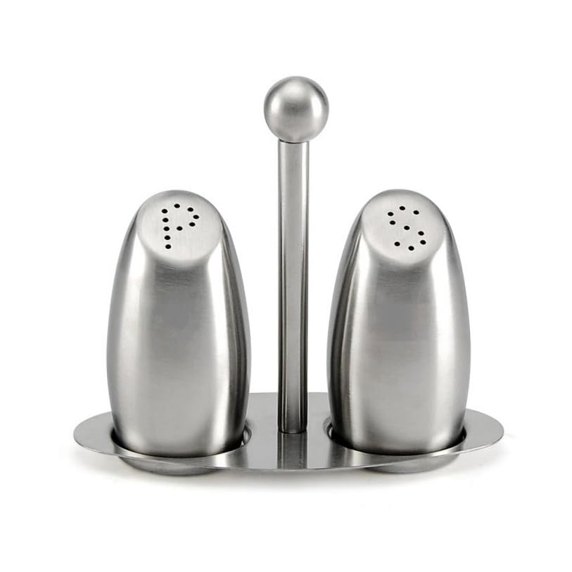Salière et poivrière avec support pour table à manger et cuisine moderne en inox 304