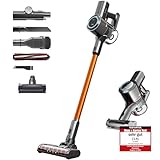 KLAMER Akku-Staubsauger, 420 Watt Kabelloser, Flexibler Handstaubsauger mit verschiedenen Aufsätzen mit LED Licht