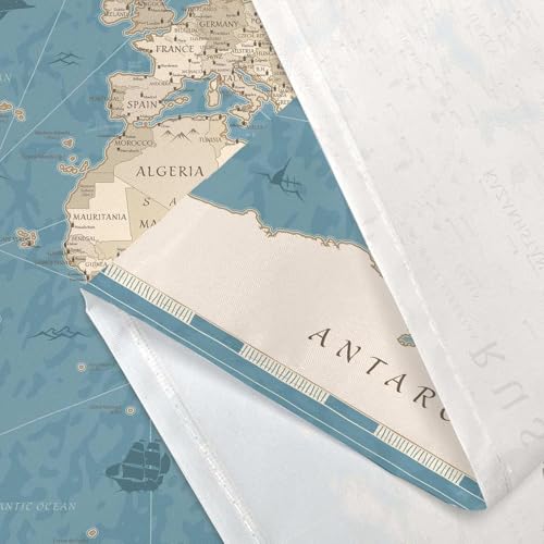 YDIDIAN World Map Shower Curtain, Map of The World with National Educational Kids Bathroom Decor, Kids Teen Blue Restroom Bathtub Decor Accessories with Hooks, 70X70IN by YDIDIAN - Used condition - Image 7