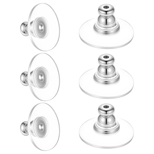 6 Stück Ohrringe Stecker Transparente Verschlüsse Ohrstecker Verschluss Ohrring Stopper Ohrstöpsel Aus Metall für Haken Ohrringe Hakenohrringe Ohrstecker Creolen Silber
