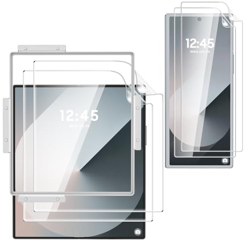 Vizvera for Samsung Galaxy Z Fold 6 Screen Protector [Phone Case Friendly] [2 +2 Pcs Inside and Front Screen Protector] with Easy Installation Tool Flexible Film HD Clear Anti Scratch No bubbles